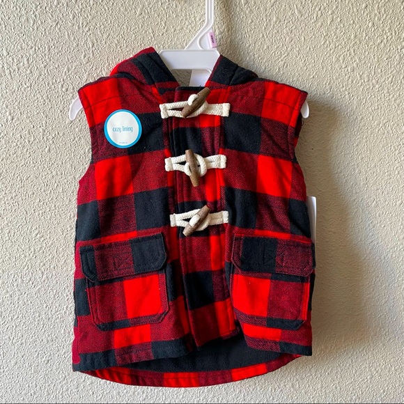 Carters Buffalo Check Plaid Hooded Vest 